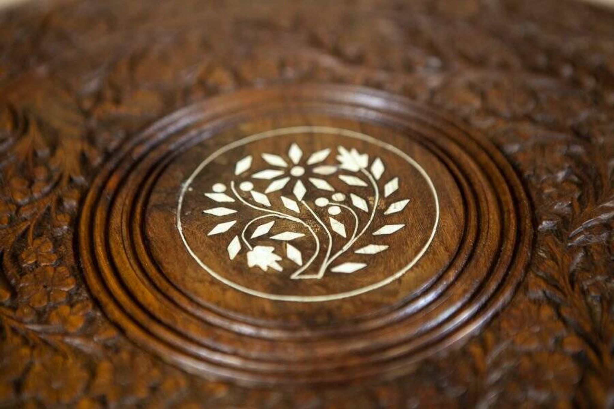 Small Early 20th Century Inlaid Side Table, 1950s