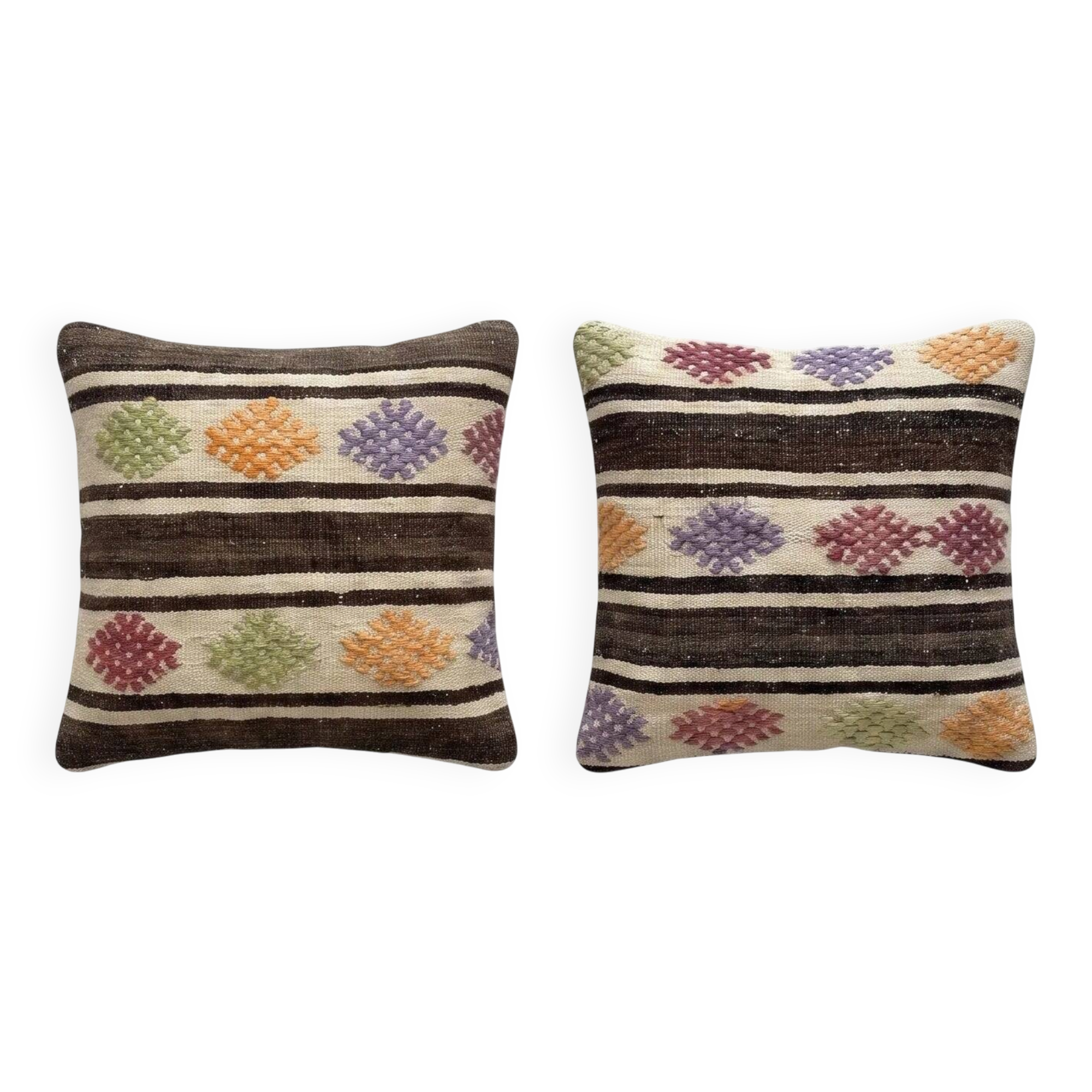 Set of 2 vintage kilim cushion covers 48x51 cm
