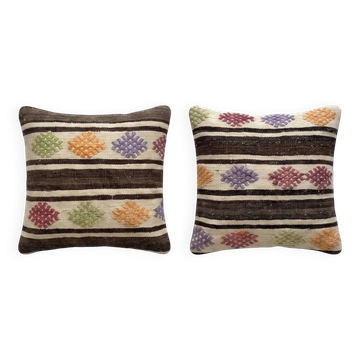 Lot de 2 housses de coussin kilim vintage 48x51 cm