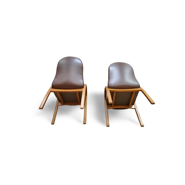 Paire de fauteuils des années 70 style bow wood