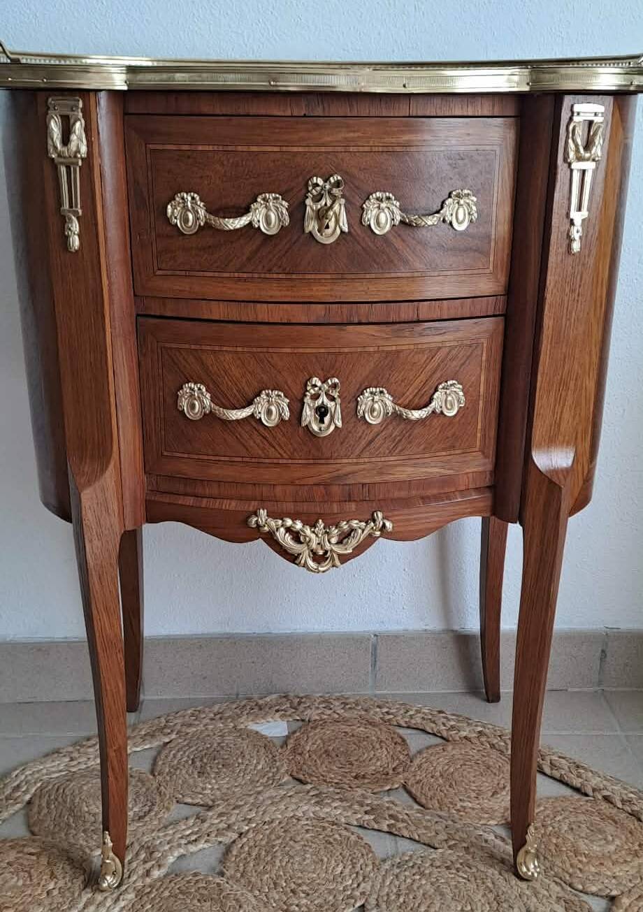 Louis XVI style marquetry bedside table