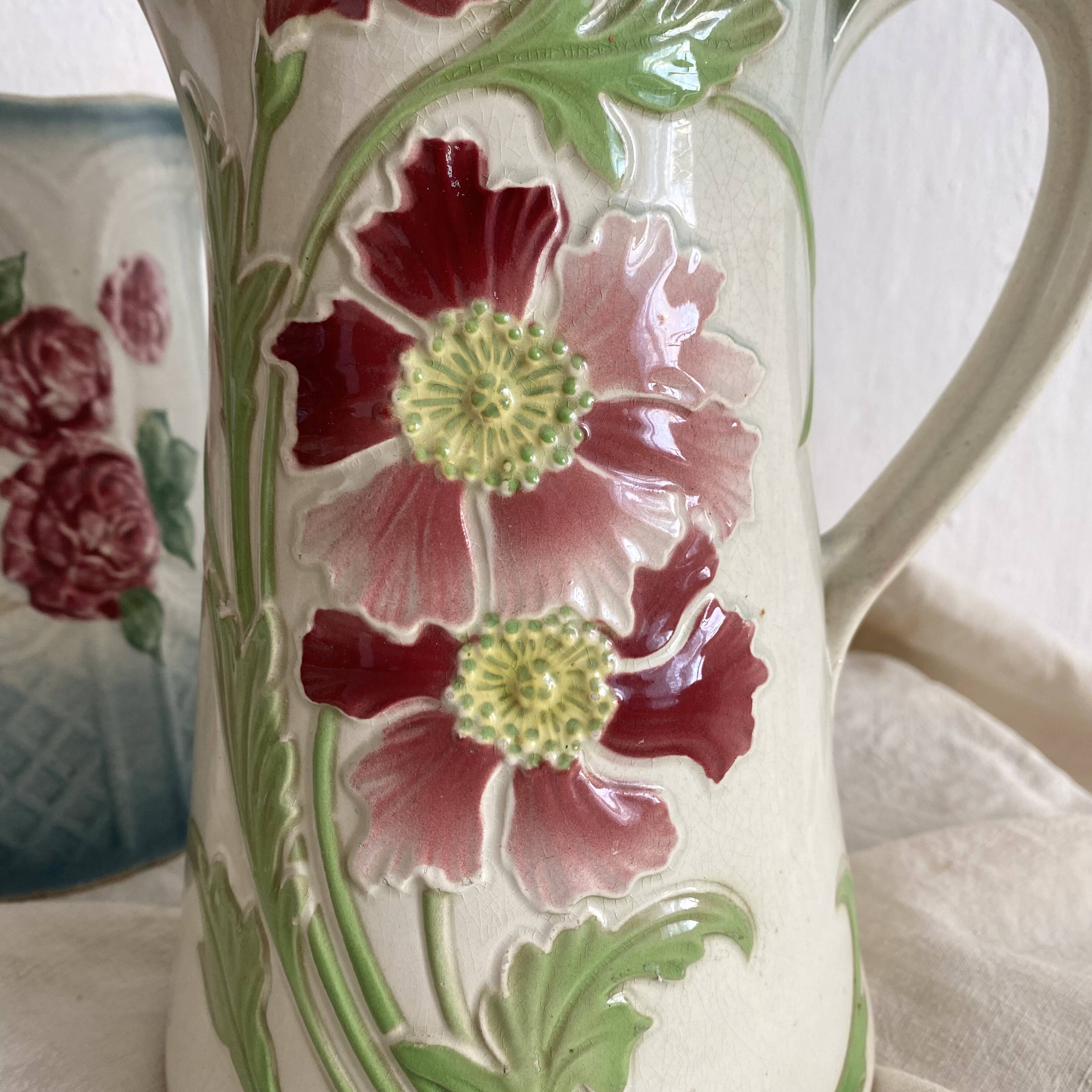 Antique pitcher in St Clément art nouveau slip