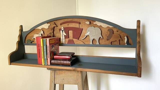 Vintage solid wood noah's ark shelf