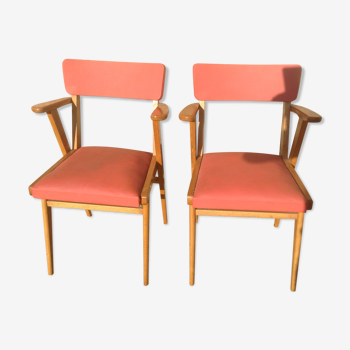 Paire de fauteuils sièges vintages rouge