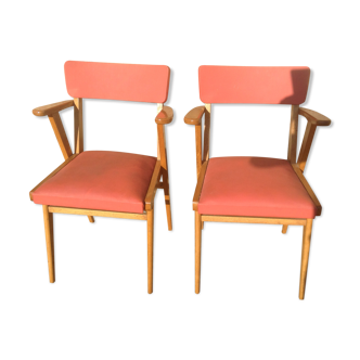 Paire de fauteuils sièges vintages rouge