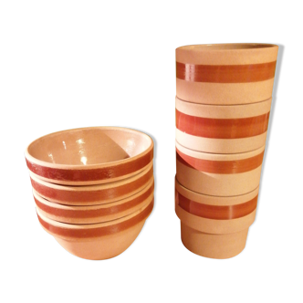 4 bowls and 4 cups Gien sandstone