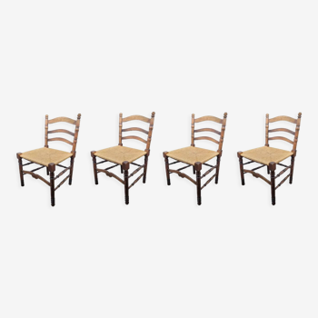 Lot 4 chaises paillées