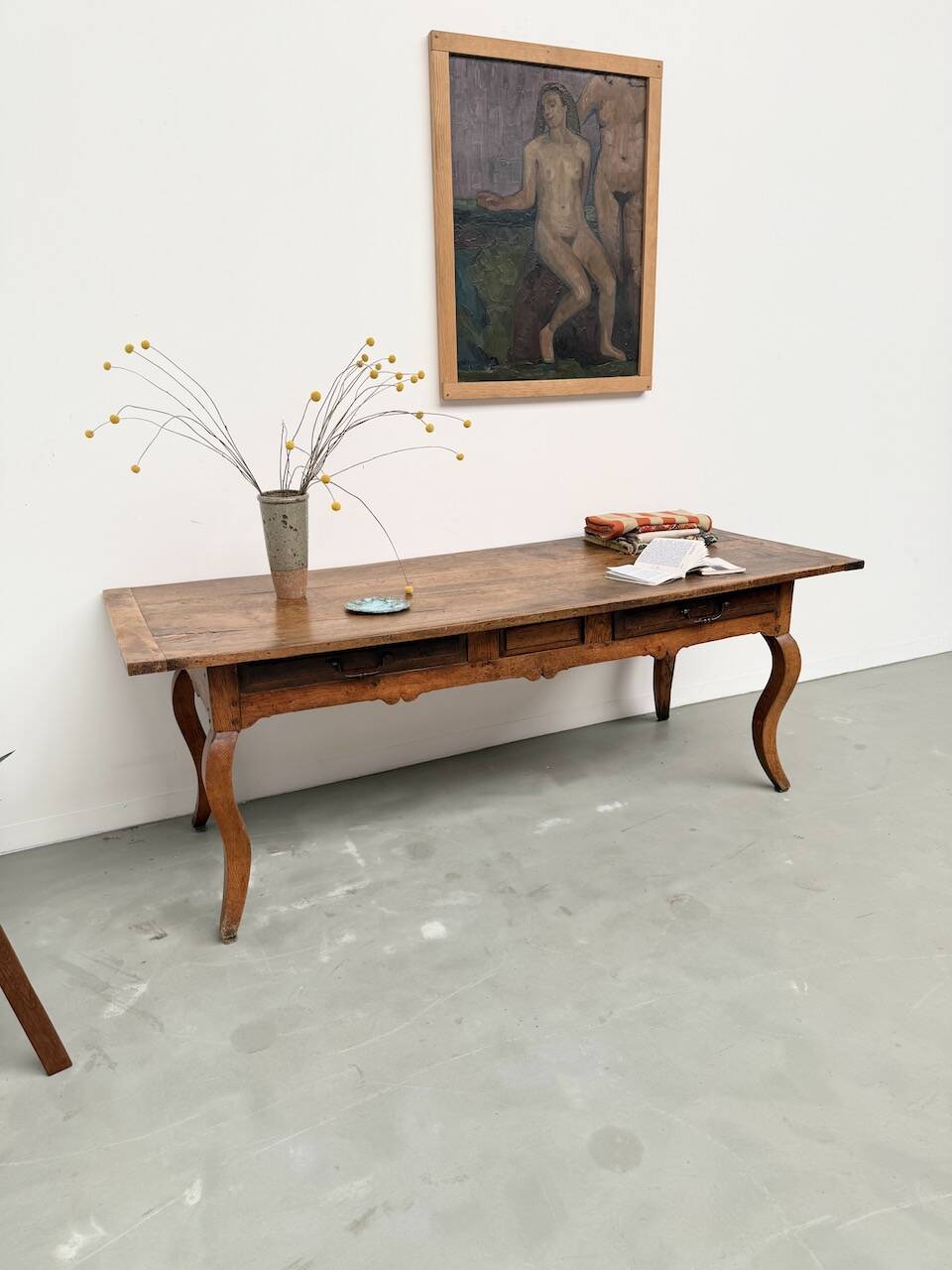 19th century walnut drapery table 2m1