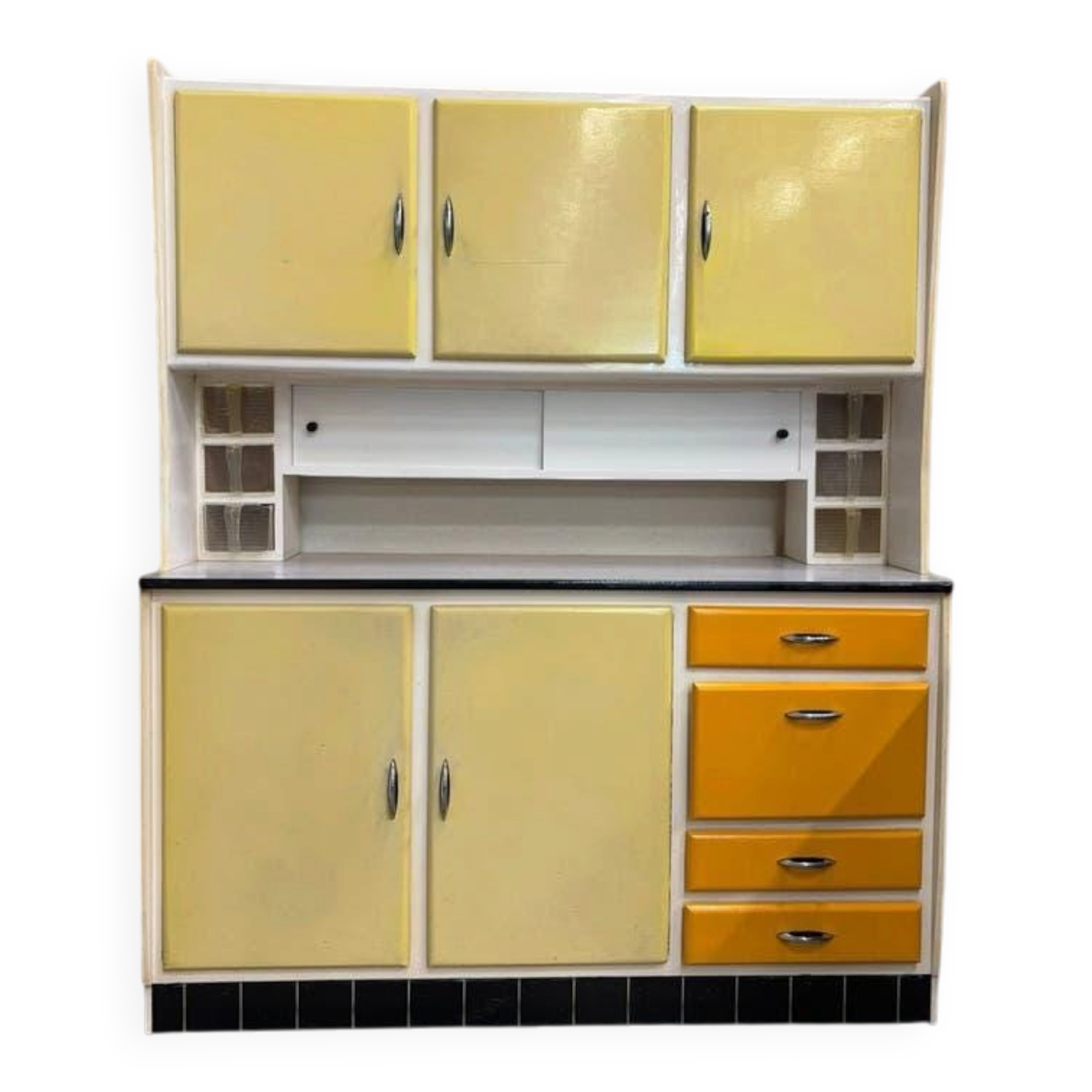 Vintage yellow wooden kitchen unit/buffet/wall cabinet.