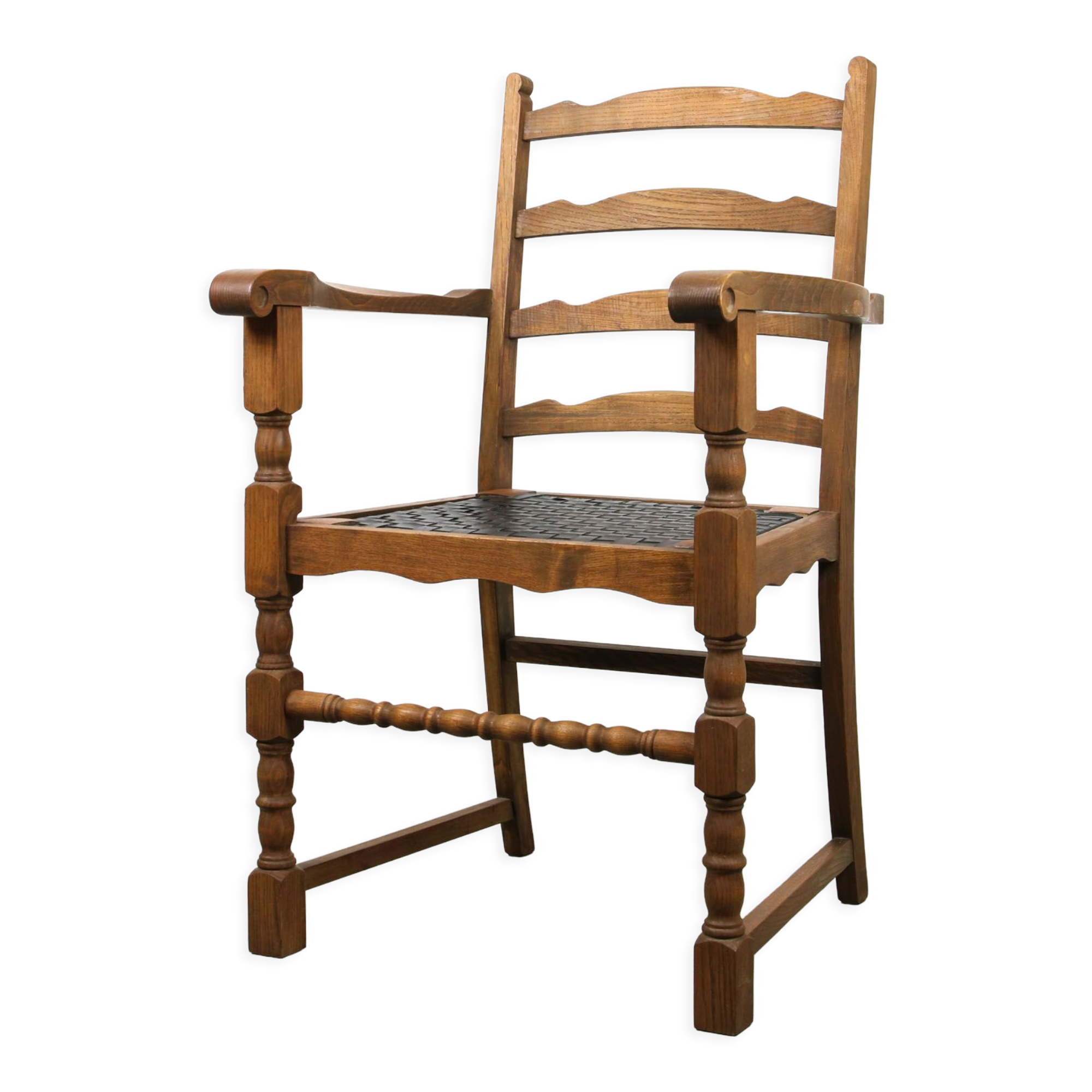 Chaises médiévales vintage en chêne, lot de 4