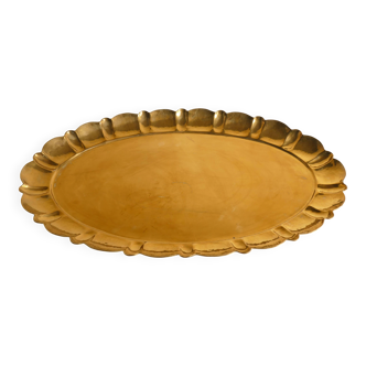 Hollywood Regency Large Oval Brass Tray by Firma Lars Holmström, Sweden 1940's