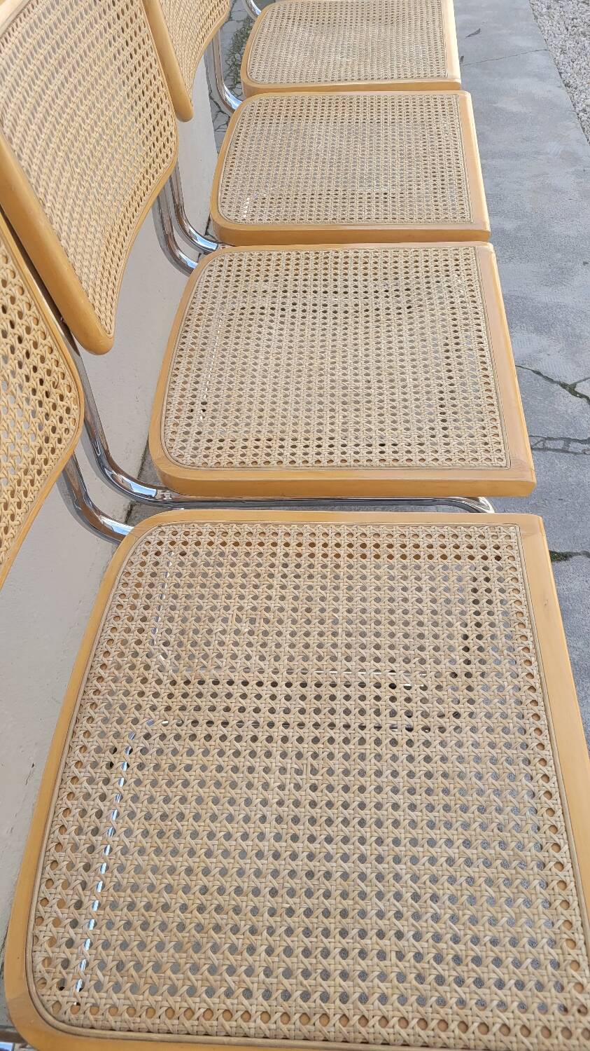Series of 4 Marcel Breuer B32 chairs signed Italy - 1970s