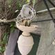 Chandelier, pink opaline suspension and white interior, complete antique
