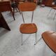 Set of 4 chairs in wood-effect Formica and chrome metal - 1970