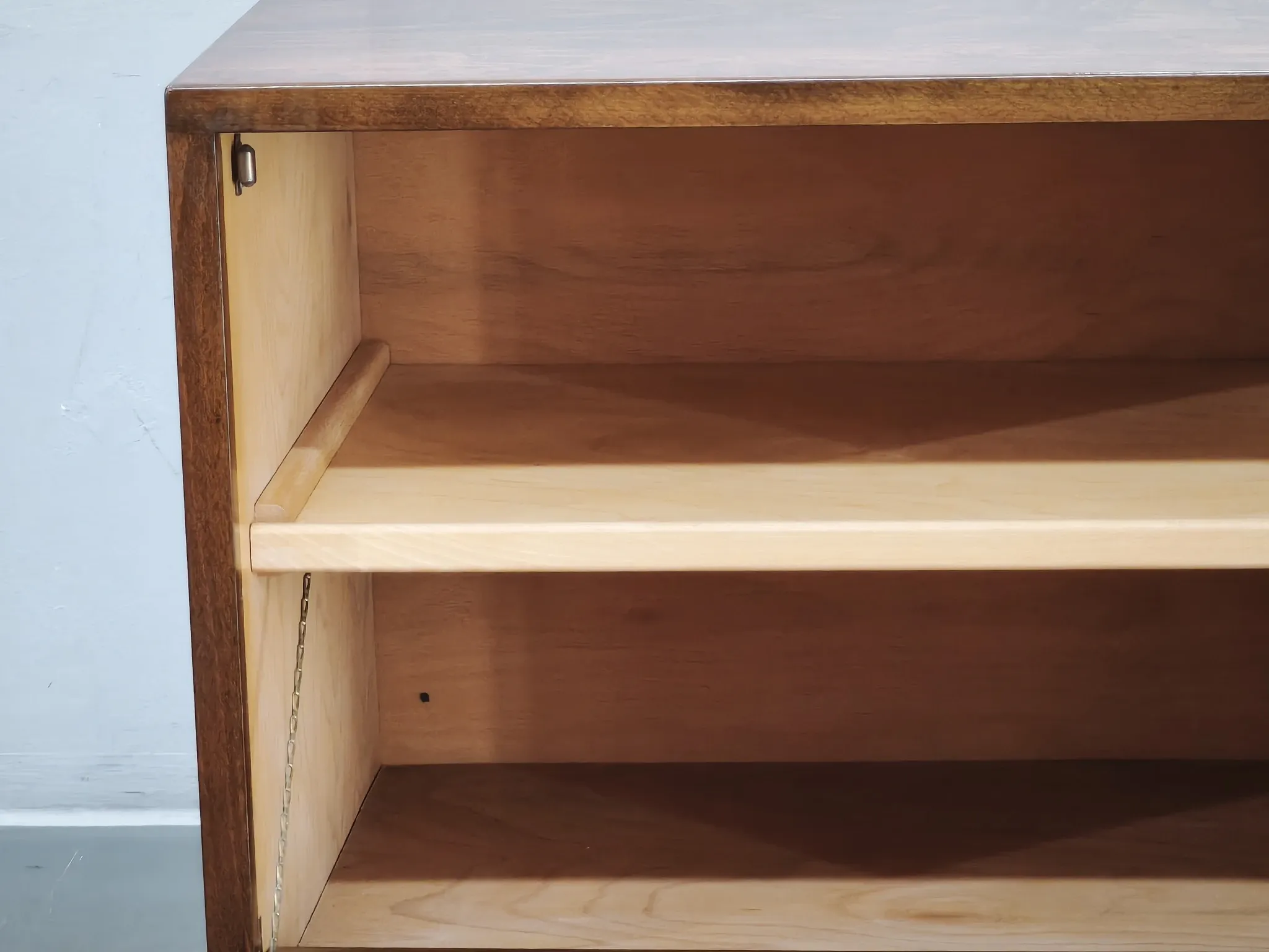 1960s Danish Modern Beech Wood Bar Cabinet with Tambour Door