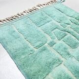 Authentic turquoise Beni Ouarain Berber rug with engraved patterns, 1.58 x 1.07 m