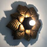 Wall light, ceiling light sun foliage in gold metal, vintage ceiling light. 70s - 80s