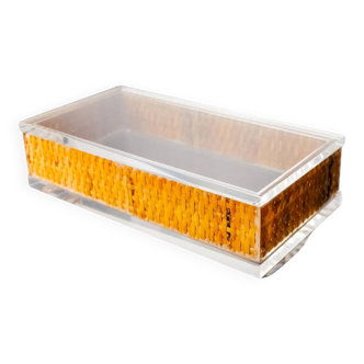 Lucite and rattan vanity box, Christian Dior style, Italy 1970s