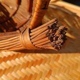 Vintage rattan fruit basket – bohemian antique basket from the 1960s