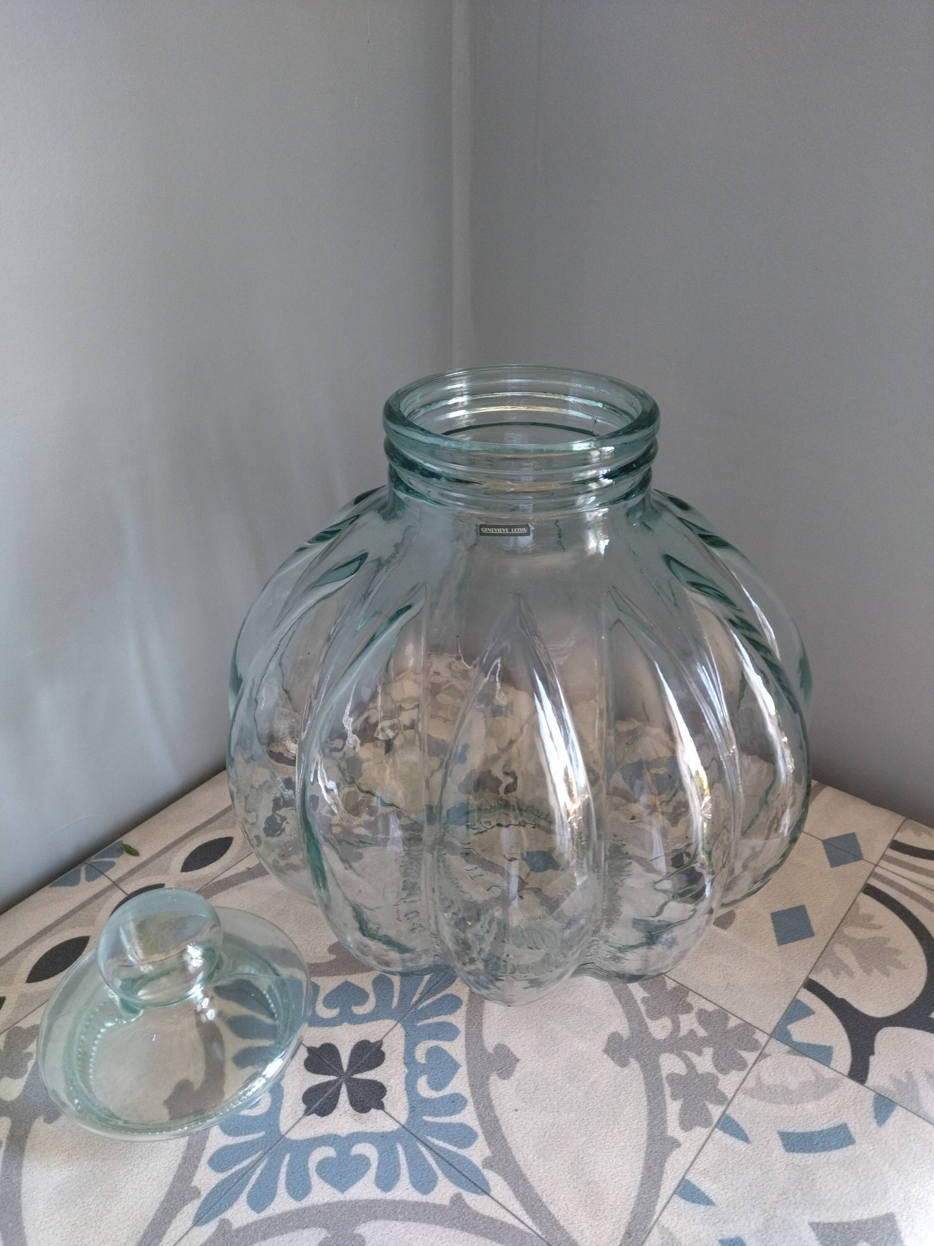 Canister glass geneviève lethu vintage