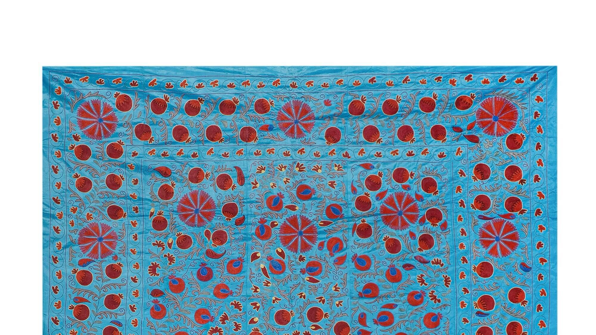 Vintage hand-embroidered Uzbek Suzani 256x305 cm