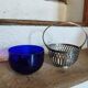 50s sugar bowl in glass and silver metal