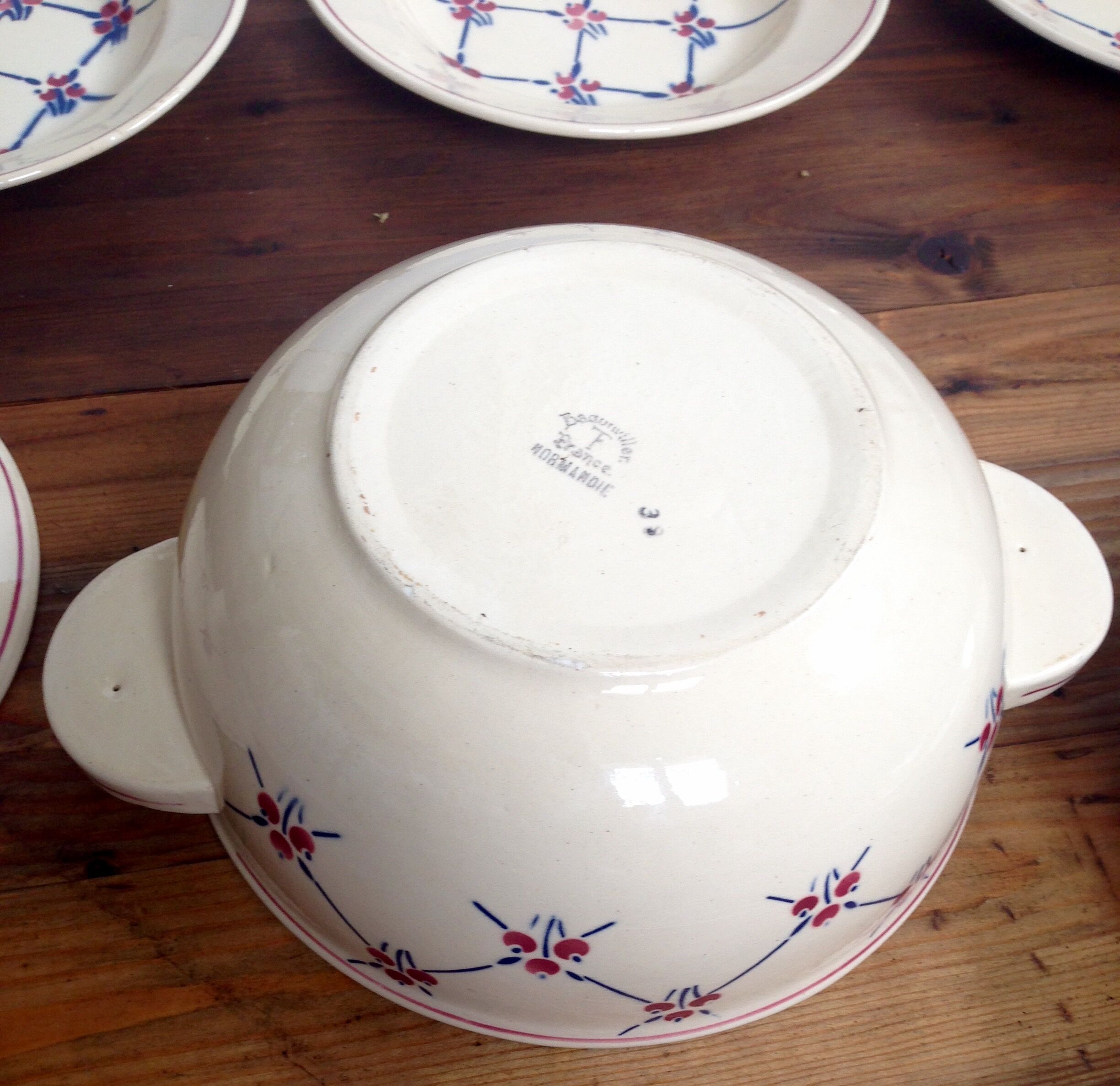 Soup plates and tureen Badonviller model Normandy circa 1940