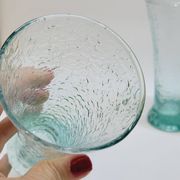 6 verres évasés en verre bleu soufflé bullé texturé pastis / orangeade / eau