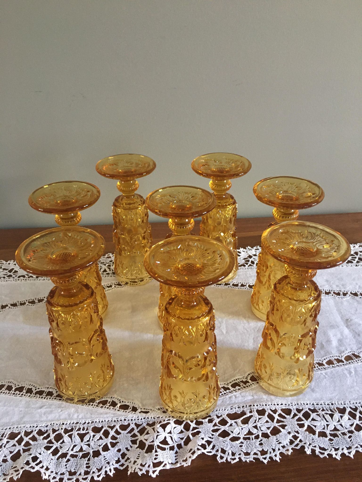 Old flutes in molded glass, pressed