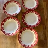 Vintage set of 5 St Amand earthenware plates with apples.