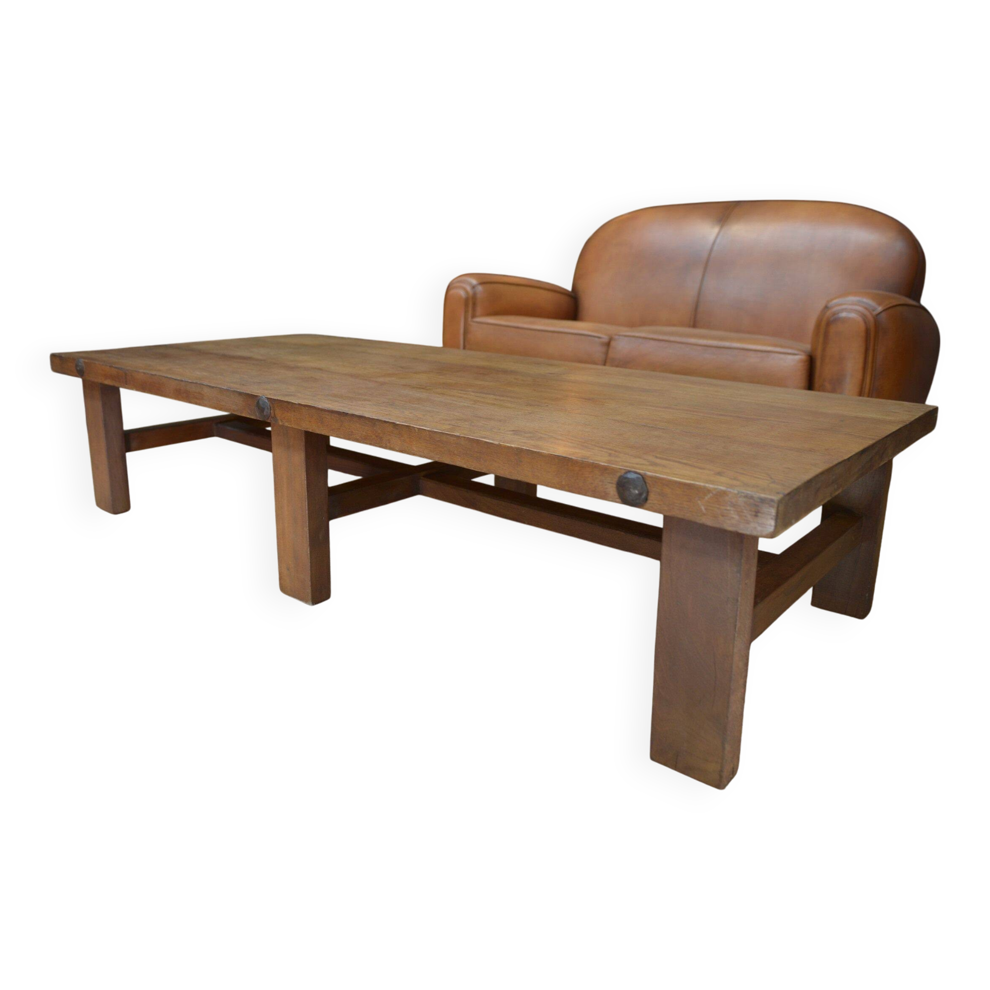 6-legged solid oak coffee table 1950