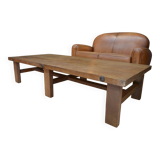 Table basse 6 pieds en chêne massif 1950