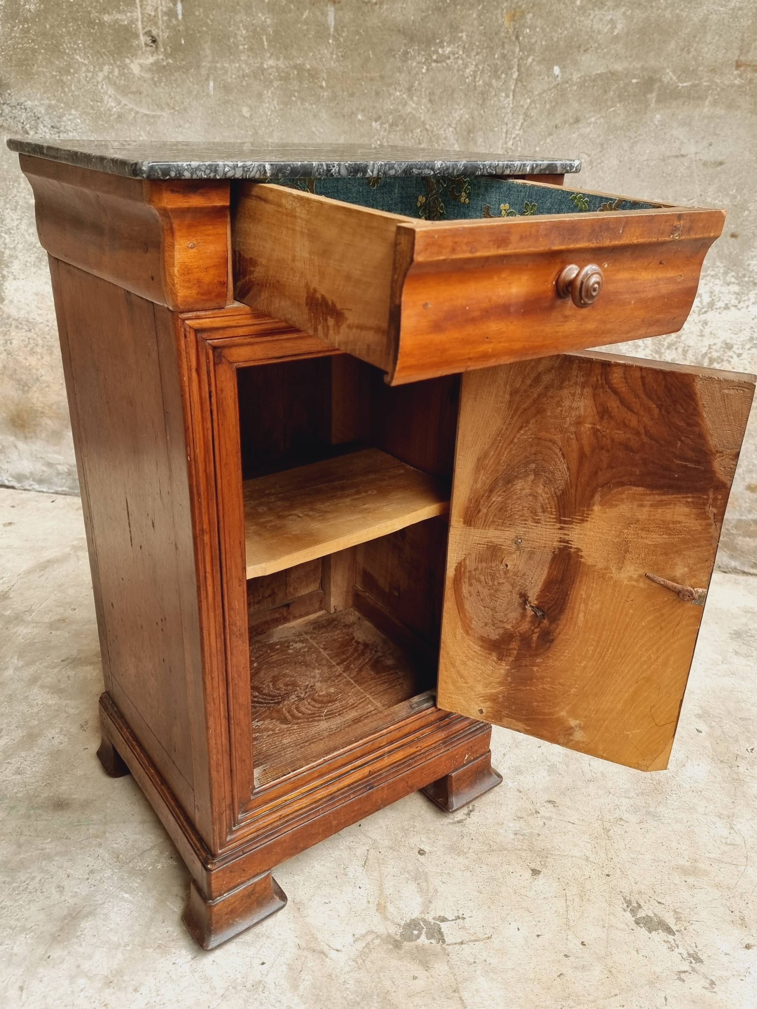 Antique small cabinet French hall cupboard walnut