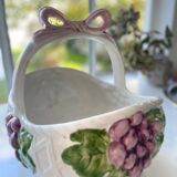 Large basket, ceramic planter, slip.