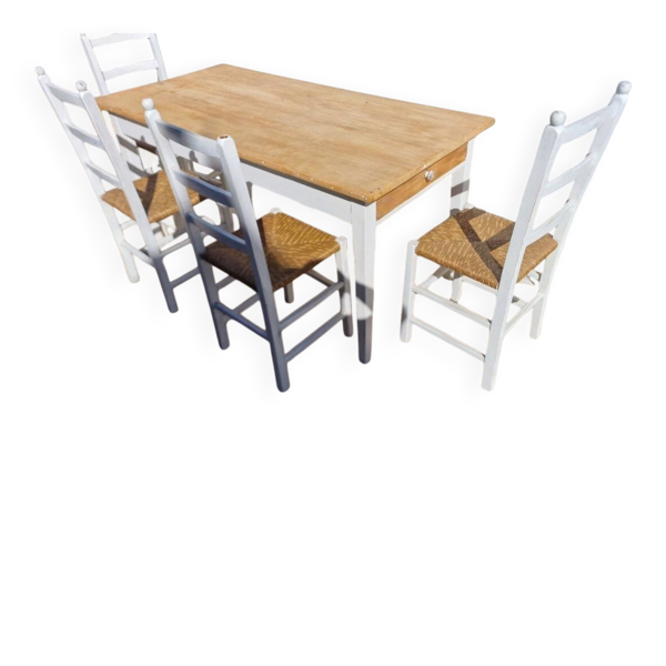 Table ancienne de ferme + 4 chaises