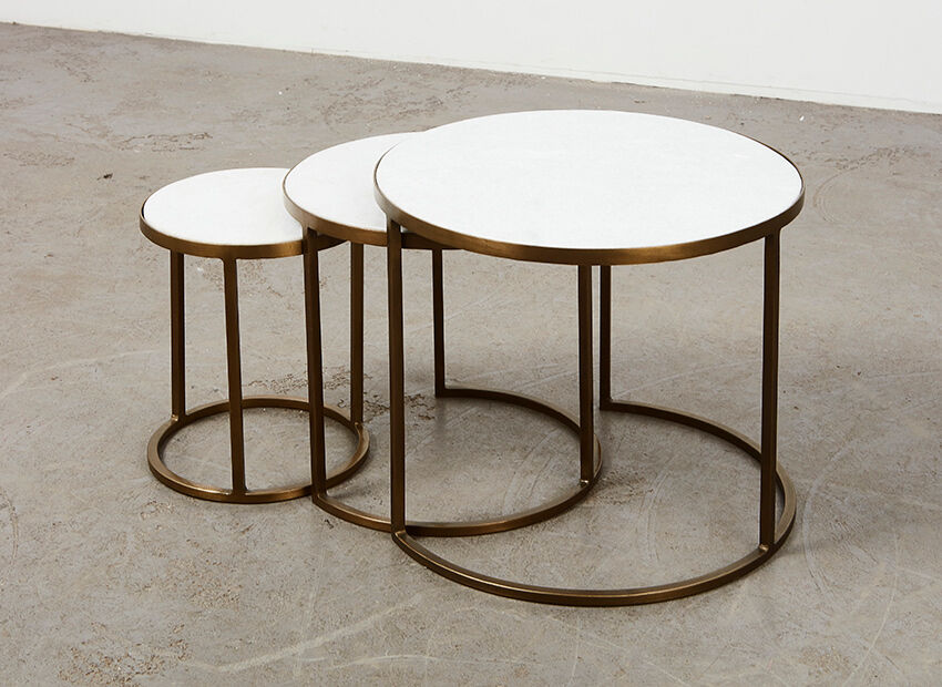 Set of Nesting Tables in Marble and Metal 1970s