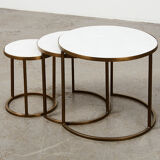 Set of Nesting Tables in Marble and Metal 1970s