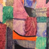 Gouache abstraite sur papier signée - des années 60/70