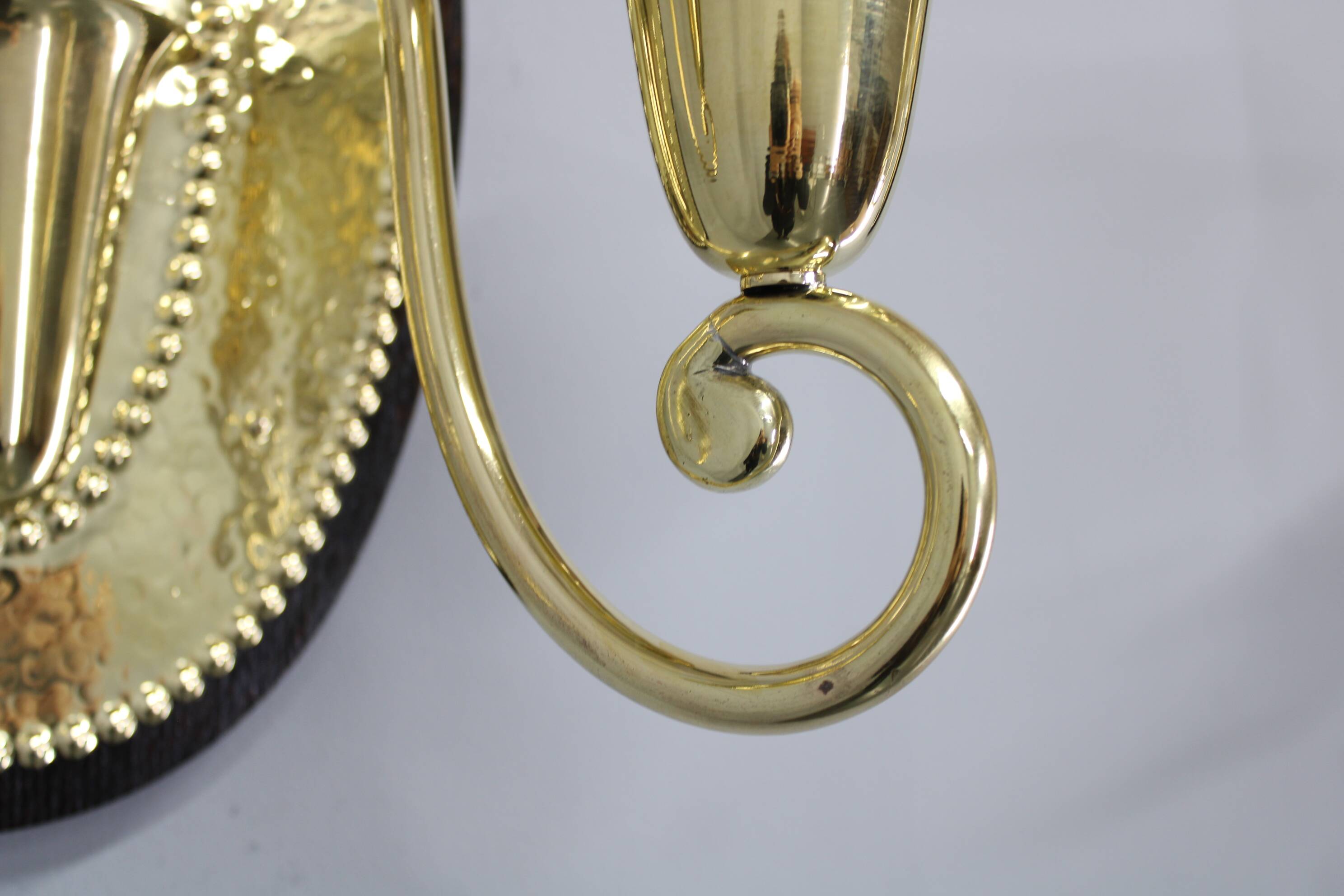 Art Nouveau brass wall sconces Hoffmann style, 1920s