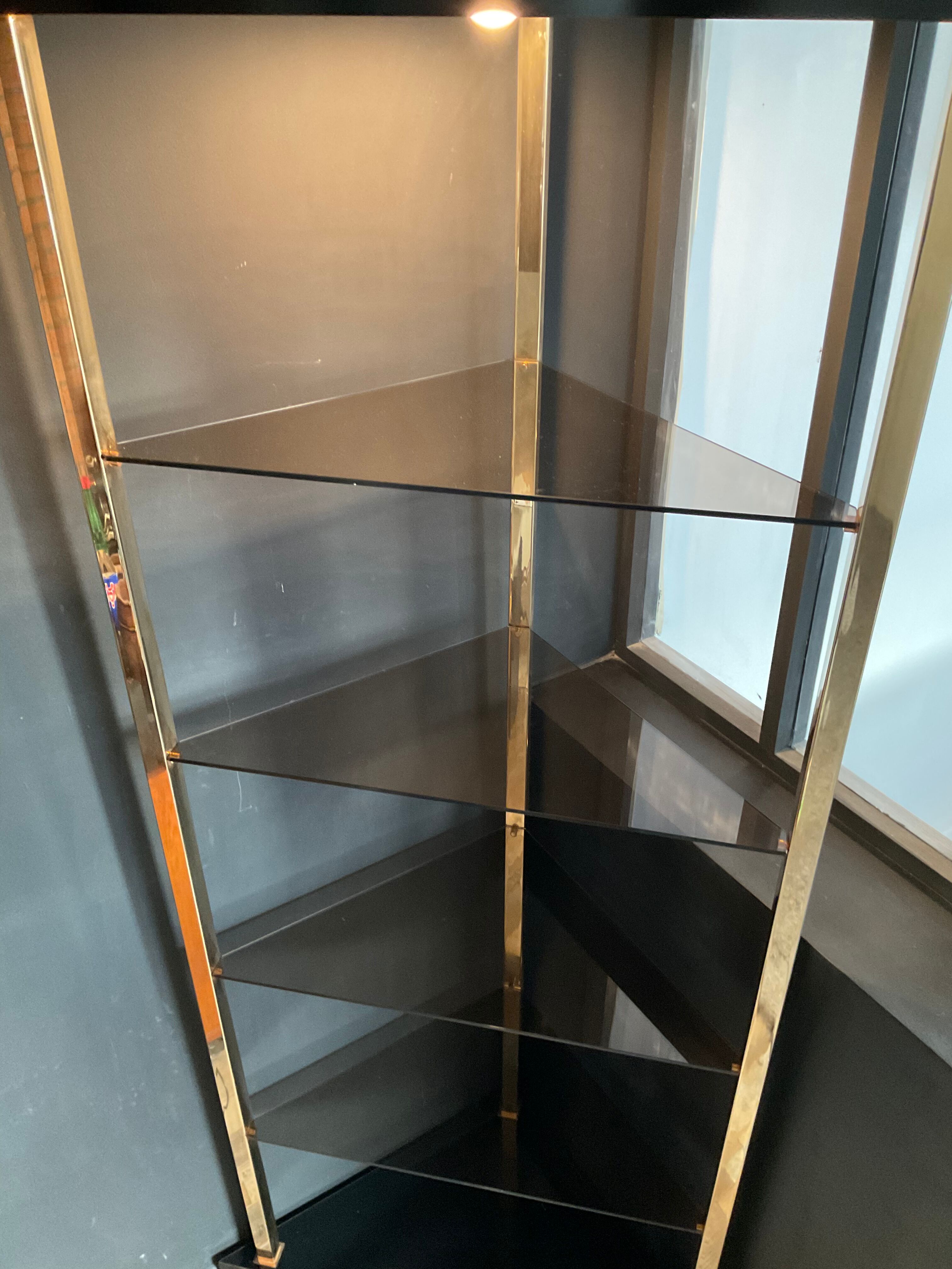 70s brass light shelf