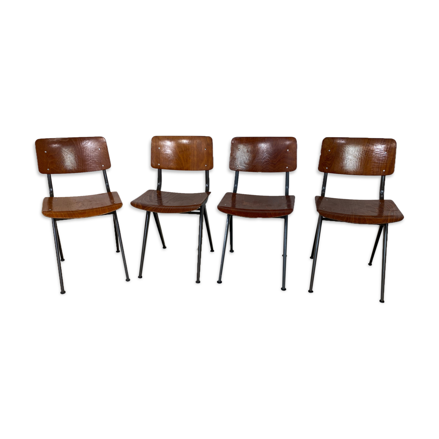 Ensemble de 4 chaises industrielles du milieu du siècle de Marko
