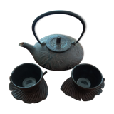 Japanese teapot cast iron cups and saucers