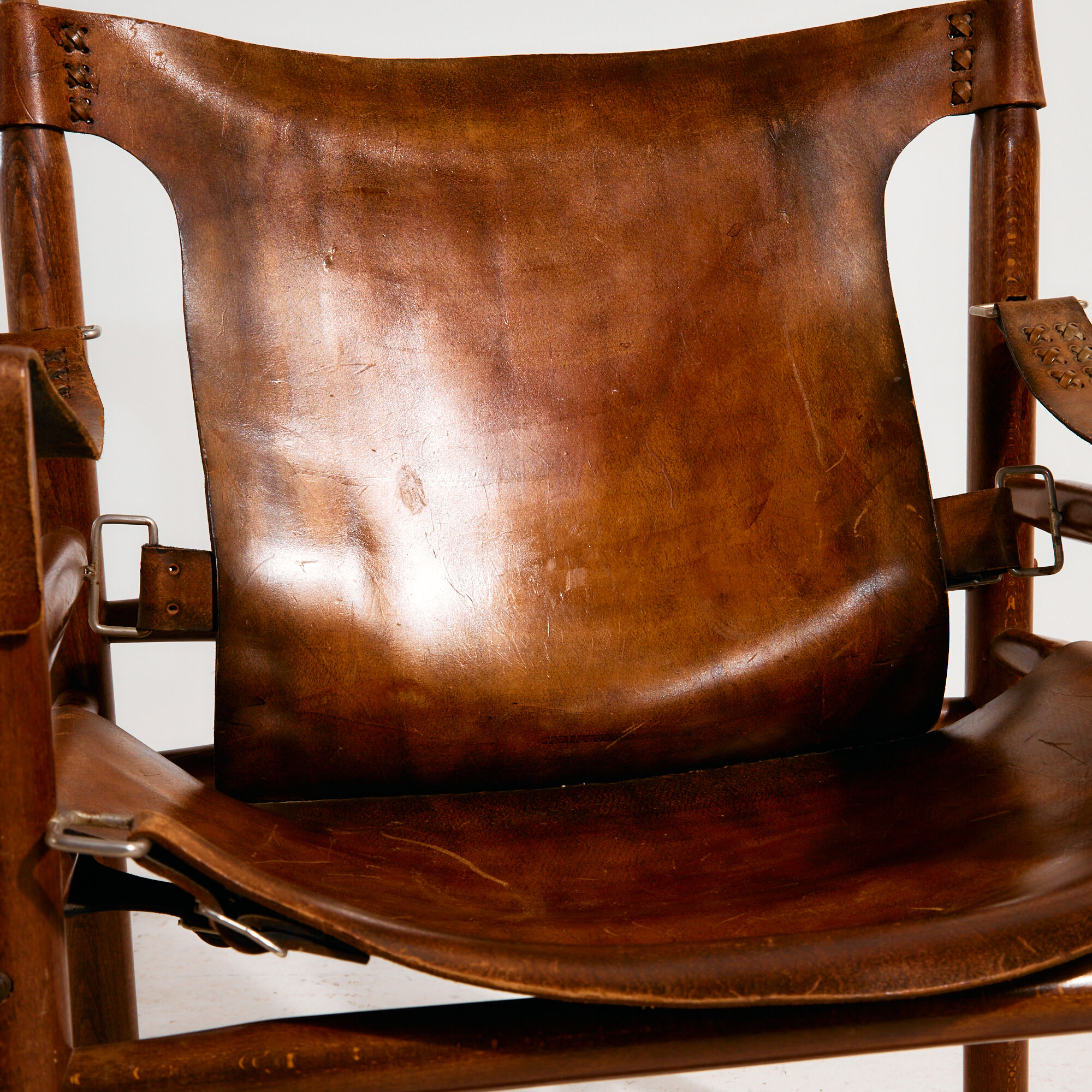 Hungarian calf leather lounge chair and ottoman, set of 2