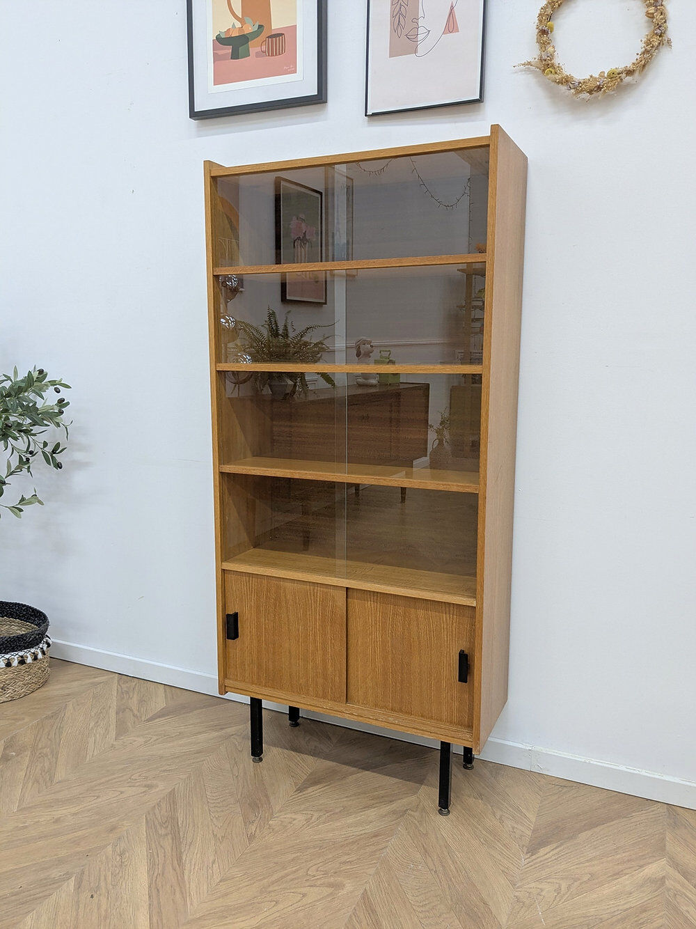 Tall oak bookshelf