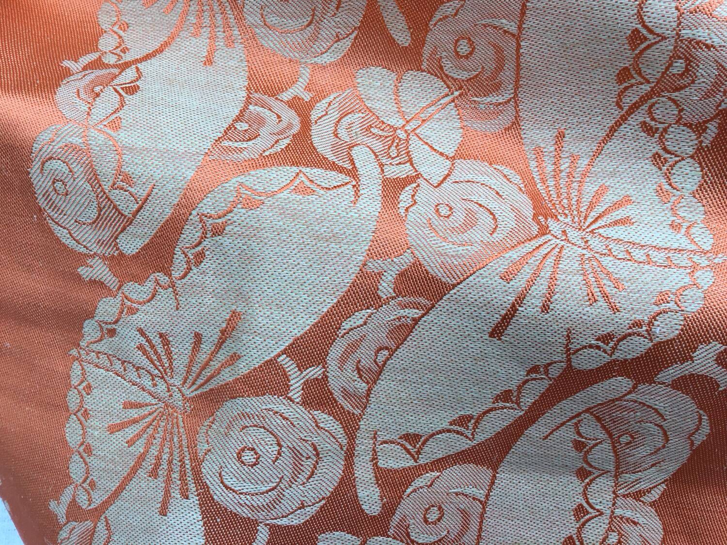 Coral butterfly tablecloth and 12 napkins