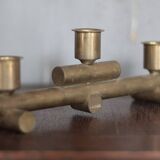 vintage candle holder, signed bronze candle holder, modernist, brutalist