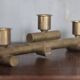 vintage candle holder, signed bronze candle holder, modernist, brutalist