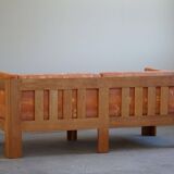 Danish Mid-Century Two-Seat Sofa in Oak, Reupholstered, by Tage Poulsen, 1960s