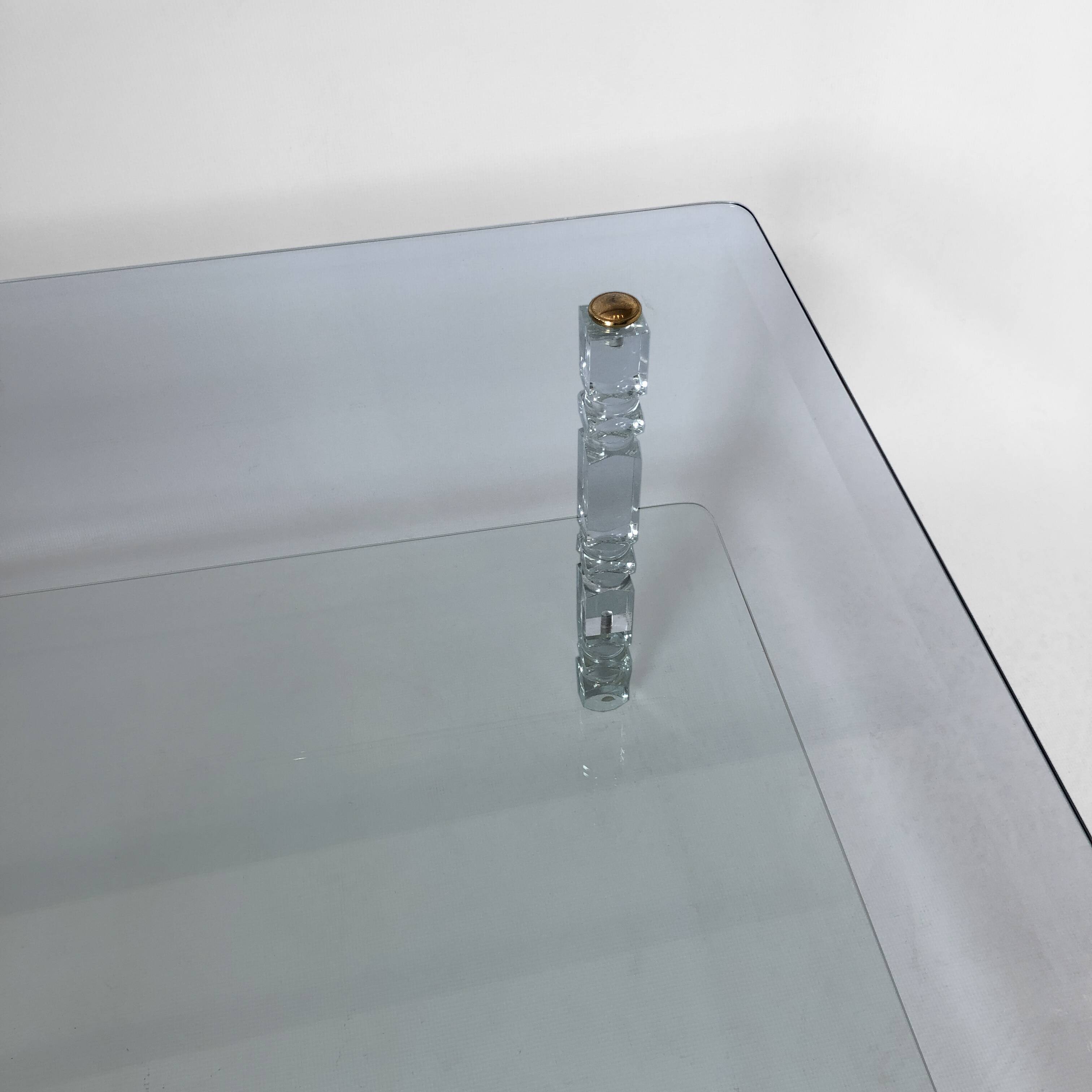 Two-Tier Lucite and Glass Coffee Table 1970s Modernist Vintage Mid-Century