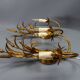 Pair of Hollywood Regency Style Gilt Metal Double-Arm Wheat Sconces, 1970s